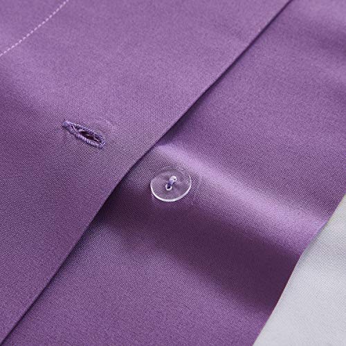 Mellanni Twin Duvet Cover Set - 3 Pc Iconic Collection Bedding Set - Luxury, Extra Soft & Cooling - 1 Comforter Cover, 1 Sham, 1 Pillow Case - Button Closure And Corner Ties (Twin, Madison Purple) #TOP2