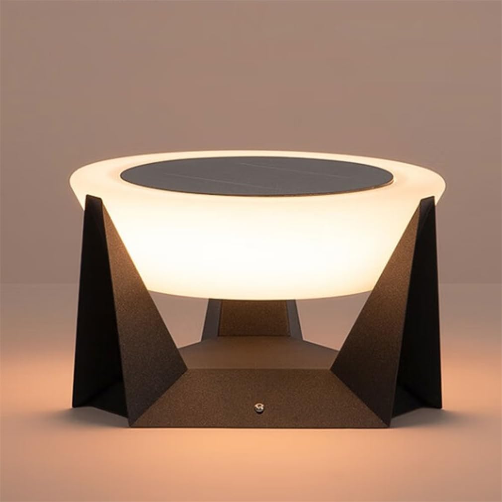 Zewnętrzne lampy solarne do ogrodu, dekoracja stołu Nowoczesna wodoodporna lampa kolumnowa LED, biały akrylowy klosz lampy ze stali nierdzewnej na taras