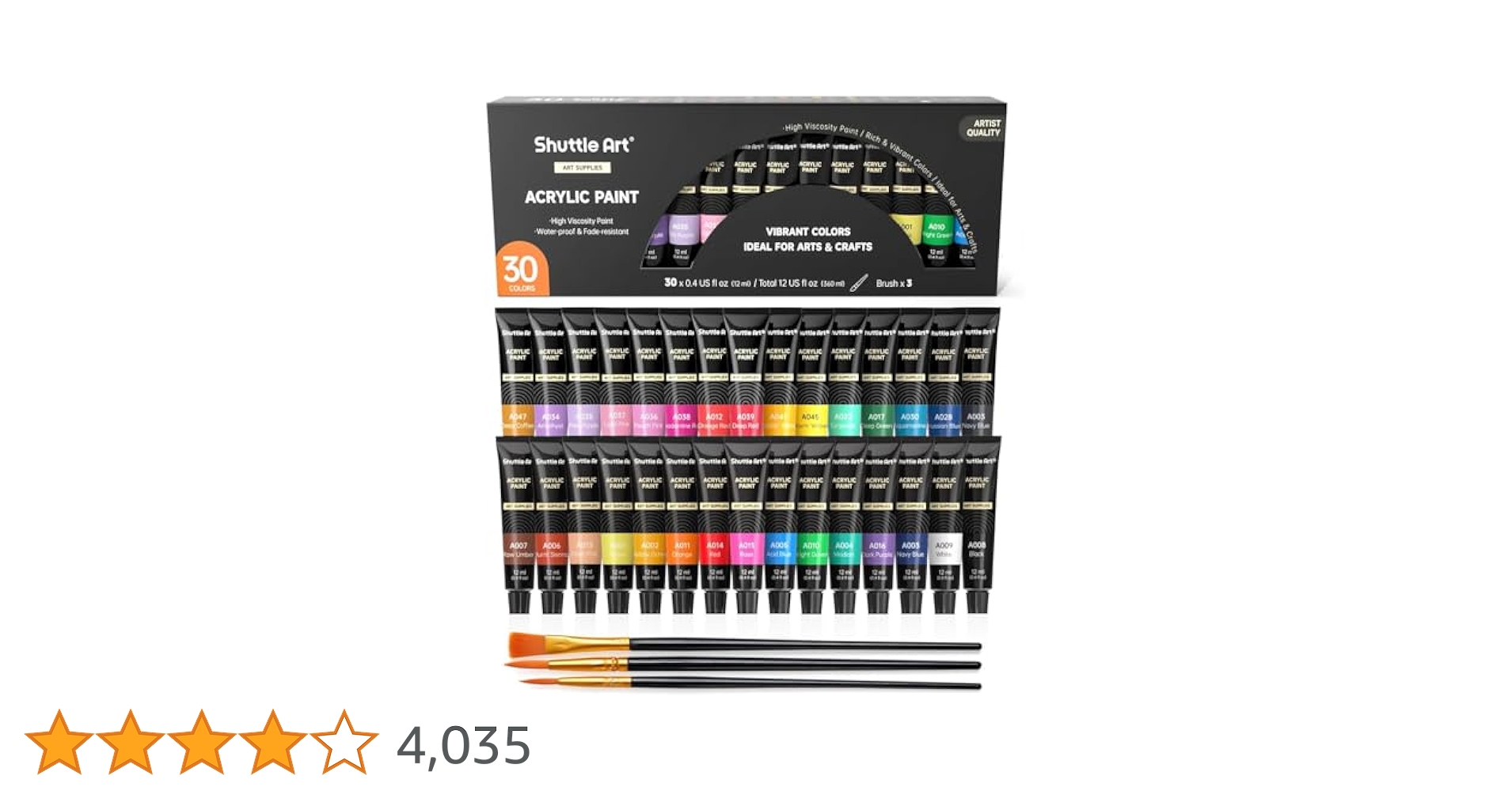 Amazon | Shuttle Art アクリル絵の具 30色 チューブ 耐久性 速
