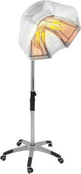 1800W Professional Standing Hair Steamer Dryer with LED Display, Micro Mist Salon Styling Floor Hair Steamer Dryer Rolling Hair Color Processor Stand Up, 5 Modes,Adjustable Height White