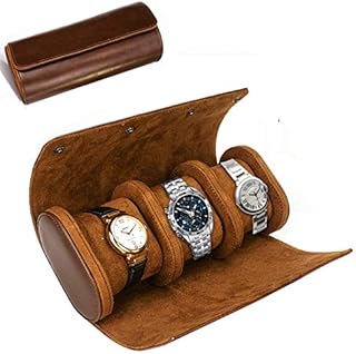ROSELLE Watch Roll Travel Case for Men and Women- 3 Watch Storage