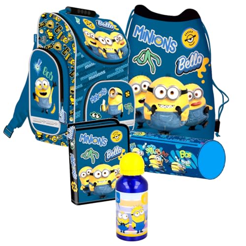 MINIONS 5 Teile Set blau Schulranzen Ranzen Federmappe Tornister mit Sticker-von-Kids4shop MINIONS 5 Teile Set blau Schulranzen Ranzen Federmappe Tornister mit Sticker-von-Kids4shop