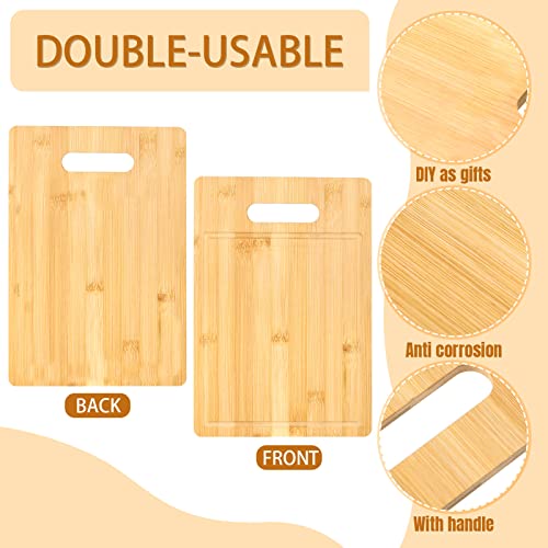 Juego de 12 tablas de cortar de madera de bambú con asas, 12 x 8 pulgadas, tableros para servir, cortar vegetales, carne, pizza y queso miniatura 3