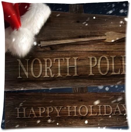 Creative Christmas Day Snowflake Road Sign Custom Cotton Square Throw Pillow Case Cushion Case In Size 18 * 18 Inch (Tow Sides)