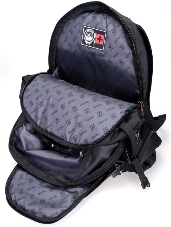 SWISSWIN Swiss Waterproof Business Backpack Travel Backpack College School Backpack Casual Daypack Daily Shoulder Bag SW9801 Black 17 inch Laptop Notebook Backpack for Men Womens Boys Girls …