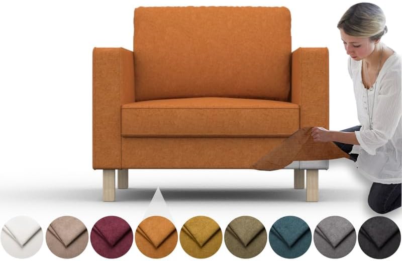 comfortly Cover for Karlstad Armchair, Replacement Slipcover, Heavy Duty 5 pcs Cover, Soft Durable Washable Fabric, Easy to Clean & Replace (Crown - Amber)