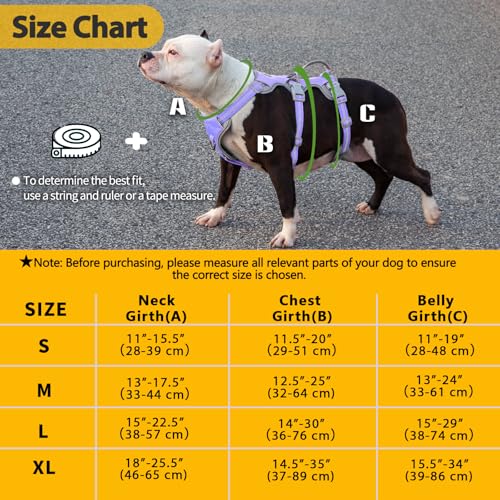 Image of Huntboo Escape Proof Dog Harness, Escape Artist Harness, Reflective Harness with Padded Handle, Breathable, Adjustable Vest for Medium Dogs Walking, Training, and Running Gear (Lavender Purple,XL)