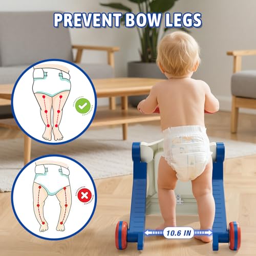 Image of QDRAGON 5 in 1 Push Walkers for Baby Boys, Toddler Learning to Walk, Sit to Stand Walker, Early Learning Push Toy for Infant 12+ Months, Navy Blue