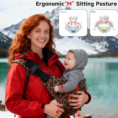 Baby Sling Carrier, Adjustable Baby Carrier, Adjustable Sling Easy Toddler Carrier Comfortable Baby Wrap Carrier Baby Carrier Wrap For Newborn Up To 3-36 Months (Leopard New) - 2