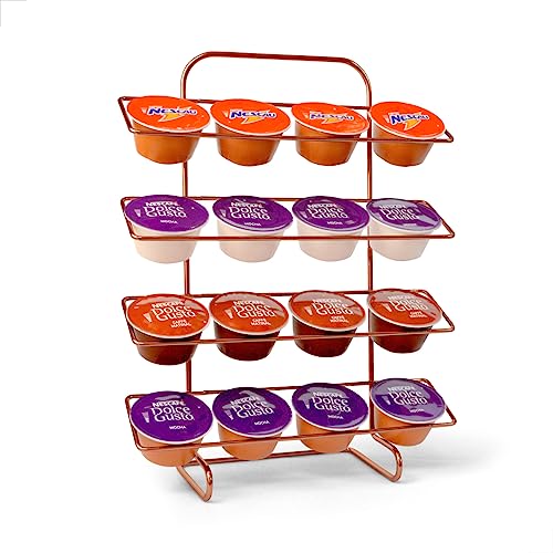 Suporte Porta Cápsulas Dolce Gusto para 16 unidades, na cor cobre. Suporte para cápsulas de café exp