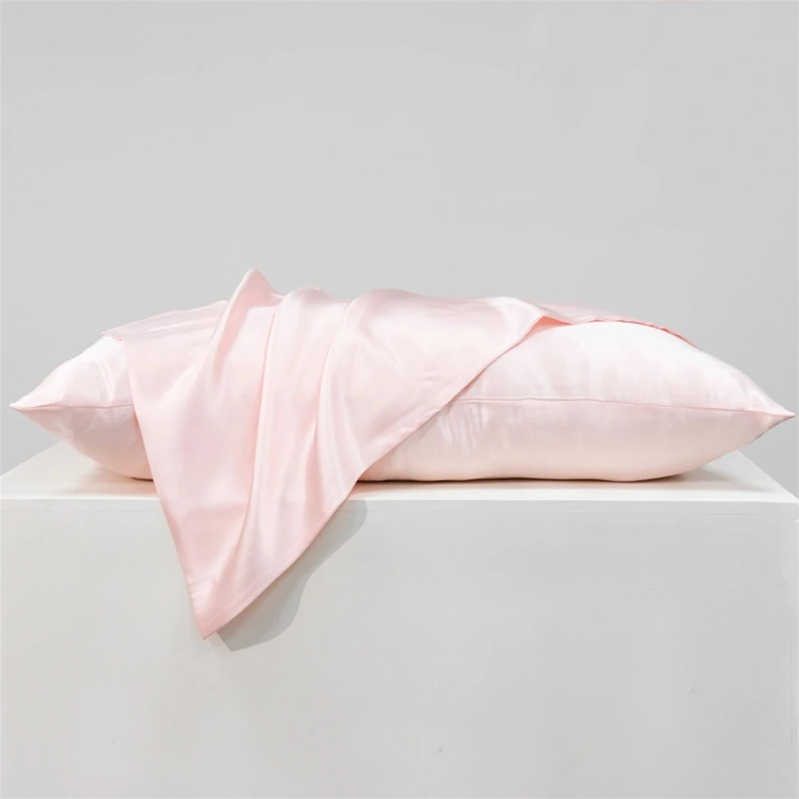 Fundas de Almohada de Seda, Funda De Almohada Seda Morera Natural Pura, 19 Momme, Cremallera Oculta, Salud La Piel del Cabello, Varios Tamaños(Silver,Japan 43x63cm)