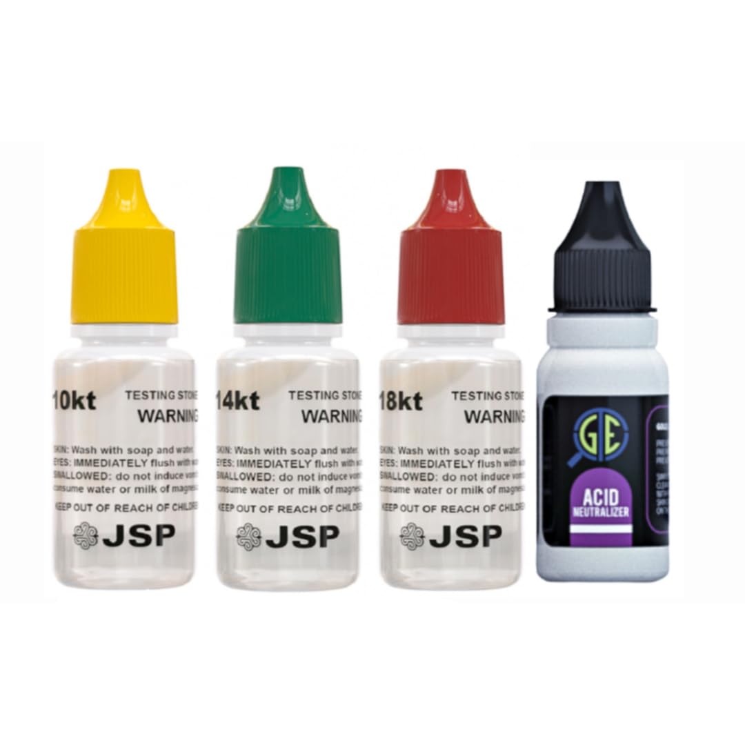 Gemtone Gold Testing Kit, 10K 14K 18K Solution Set with Neutralizer, Jewelry Purity Test, USA