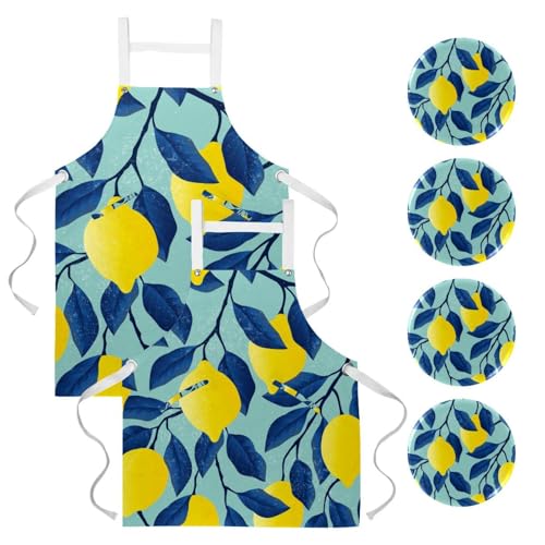 Tablier de cuisine pour pâtisserie et restaurant à motif branches de citrons