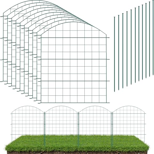 LAINFELD Kit complet de clôture d'étang - 10 éléments de clôture en métal avec poteaux - Clôture de piscine pour enfants - Clôture de jardin flexible à planter