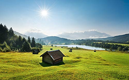 Komar SHX9-009 Non-Woven Photo Wallpaper with Mountain Meadow in Front of Karwendel Design XXL Decoration Nature Landscape Bedroom Living Room Office Hallway 450 x 280 cm (Width x Height) Colourful - Image 2