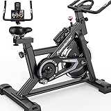 Famistar Exercise Bike,Indoor Cycling Bike Stationary,40 lbs Quiet Flywheel Max.300 lbs Capacity with LCD Display,Adjustable Comfortable Seat and Smooth Quiet Belt,Carbon-Steel Heavy-duty Cycle Bike
