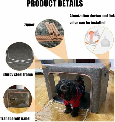 Caja de nebulización para cachorros y gatos, cámara de terapia de oxígeno para mascotas para inhalación, ideal para perros medianos y gatos en incubadora de guardería