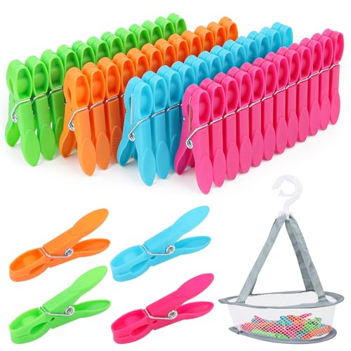 Feirdhoo 49 pinzas de ropa resistentes, 7,3 cm, para tendedero, multicolor