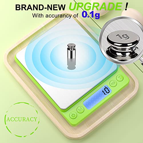 Digital Food Scale For Food Ounces And Grams，Yoncon 3000G/0.1G Accuracy Multifunctional Kitchen Scale For Cooking, Baking | Small Size For Easy Storage | 2 Trays #TOP1