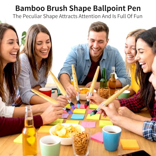 Gyctgav 30 Pieces Paintbrush Pen Brush Shape Ballpoint Pen, Retractable Novelty Bamboo Design Wooden Handle Pens Blue Ink 1.0mm for Office Art Themed Party Favors House Warming Gifts by Gyctgav - Used condition - Image 6