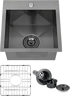 15 Black Bar Sink Drop In Workstation Kitchen...,