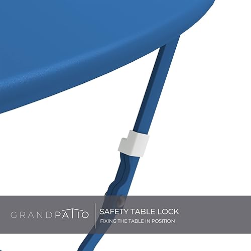 Miniatura 6 de Grand Patio - Juego de muebles de patio de acero, estilo bistró, plegables, juego de mesa y sillas plegables para exteriores de 3 piezas, azul