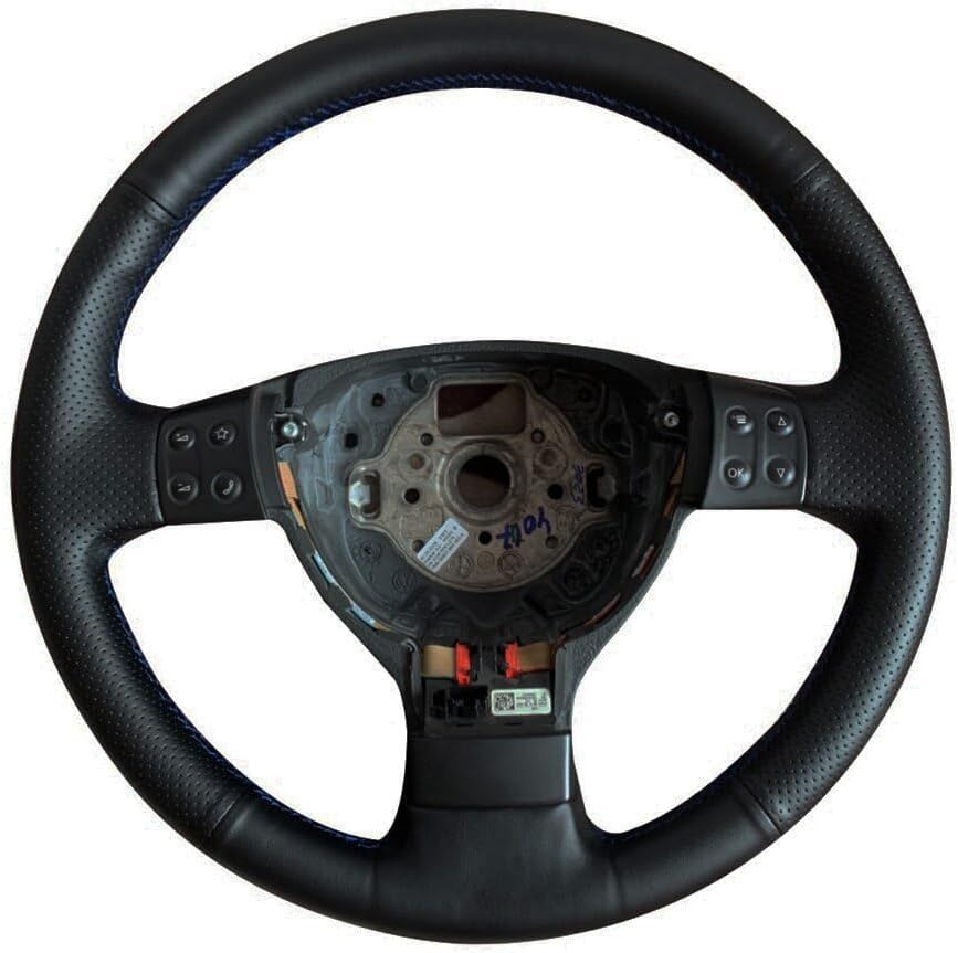 Steering Wheel Cover Custom for VW for Golf 5 Mk5 for Passat B6 Mk5 for T/iguan Braid Car Steering Wheel Cover Anti-Slip Black Genuine Leather