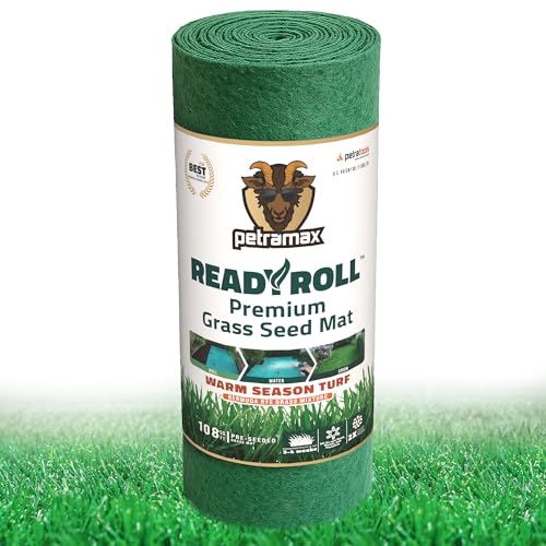 PetraMax Bermuda Grass Seed Rolls for Southern Lawns - Biodegradable Roll Out Grass Seed Mat - Also Perennial Rye & Tall Fescue Blend - Full Sun - Erosion Control - Patch Lawn Repair (54Sq Ft)