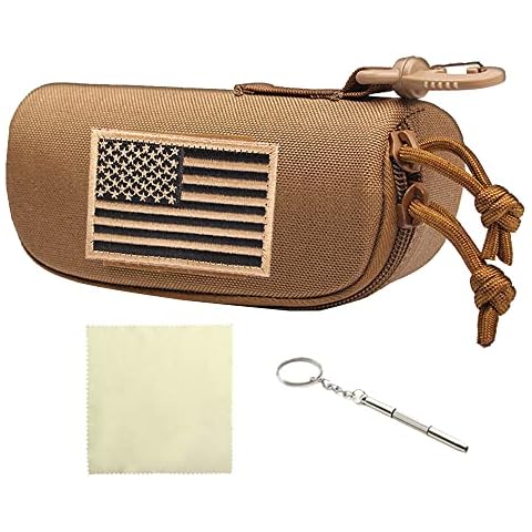 EZESO ESSENTIAL SKINCARE Tactical Molle Sunglasses Case, Zipper Eyeglasses Sunglasses Bag Glasses Box (Khaki) Cover