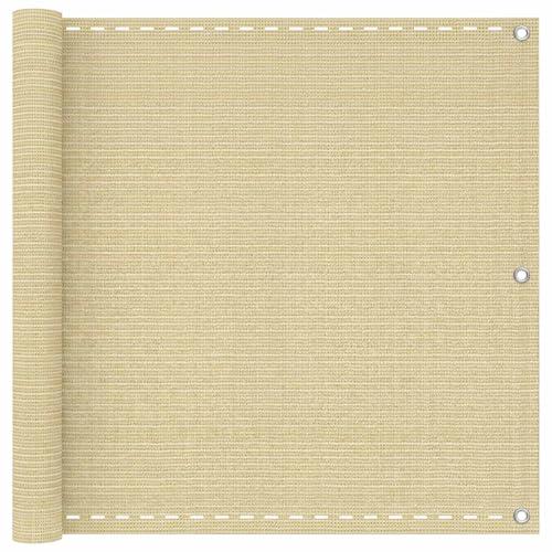 Brise-vue pour balcon résistant aux UV et à l'usure avec œillets alu beige 10m - 2