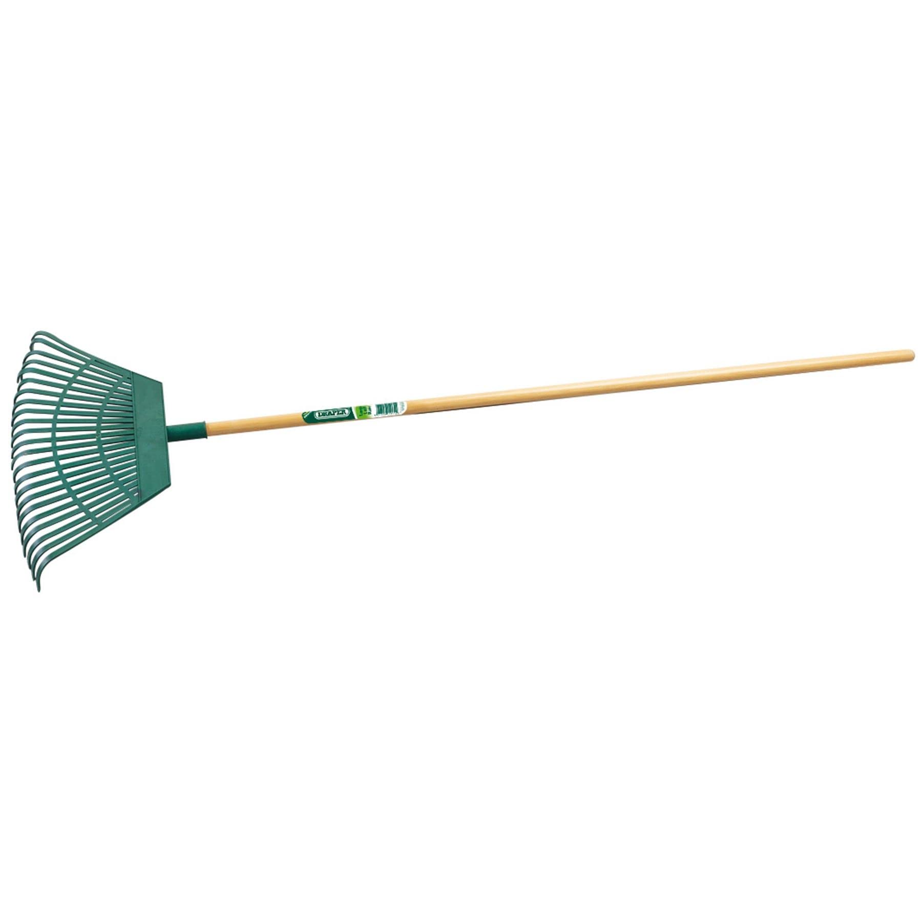 Draper Grabie do liści z tworzywa sztucznego 550 mm | 23 zęby ogrodowe narzędzie ręczne | lakierowany uchwyt z naturalnego drewna | poziomowanie trawnika | 31069