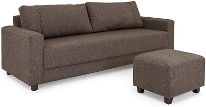 Conjunto Sofá 3 Lugares e Puff Herval Clean, Linho Marrom