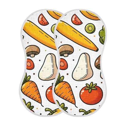 Muslin Burp Cloth for Baby 4PCS Colorful Vegetables Super Absorbent Burping Cloths, Bibs for Newborn Boys Girls2