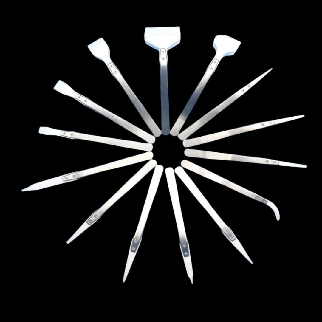 Teflon Tweezer, PTFE Sharp/Blunt Type Head Tweezers Tong Head, for Wafer Semiconductor Fixture Avoid Scratch, PTFE Laboratory Clamp (3mm Blunt Top 134mm Length)