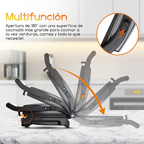 Aigostar-York-30RUM-Parrilla-Electrica-800W-Apertura-180o-Placas-Antiadherentes-23-x-143-cm-Dos-Superficies-de-Cocinado-Panini-Press-Libre-de-BPA-Asa-de-Toque-Frio