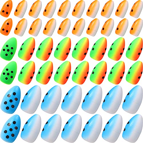 Skylety 60 Pieces Foam Floats Bullet Fishing Foam Snell Fishing Rig Floats Spinner Oval Pompano Rigs Fly Strike Indicators for Trout Catfish Walleye(Fresh Color)