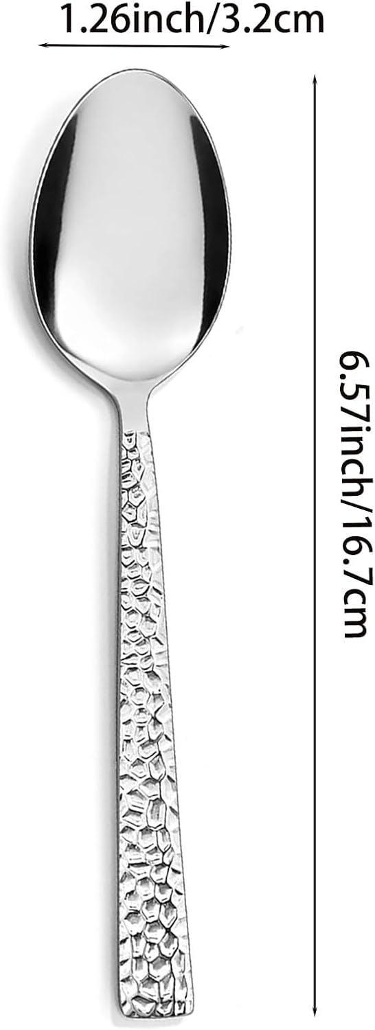 Set of 6 Teaspoons, 6.5 Inch Stainless Steel Small Spoons Silverware, Metal Tea Spoons for Dessert Coffee & Tea, Dishwasher Safe(6.5inch)
