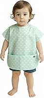 Vista 20 de Short Sleeve Waterproof Bib for Toddlers – Easy Clean Feeding Apron for Mealtime, Daycare, Self-Feeding, Lightweight Gris (Gray Dot)