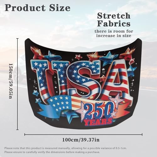 Image of USA 250 Years Hood Covers for Cars Front Hood Cover with Elastic Band Patriotic Car Bonnet Banner UV Resistance Engine Cover Vehicle Decoration Auto Accessory