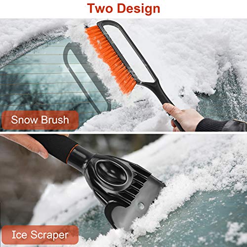 Seniny Car Ice Scraper with Brush, Extendable Snow Brush for Car, Detachable Car Snow Scraper and Brush with Foam Grip, Car Scraper Snow Brush for Trucks, Ice Scraper for Car - Thumbnail 6