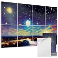 8 pack Art Acoustic Panels with Self-Adhesive,48 x 32Inches Acoustic Wall Art,Better Decorative Sound Proof Panels,Recording Studio/Home/Office Acoustical Treatment,Starry Sky
