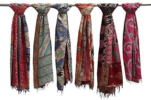 Indian Cotton Kantha Sari Reversible Kantha Scarf, Colorful Scarf - Assorted Colors.Gorgeous Looks