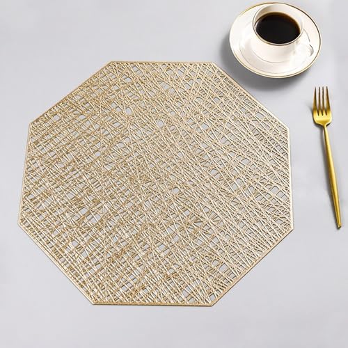 Set de table doré géométrique polygone creux 38x38 cm par 2 pour repas chic