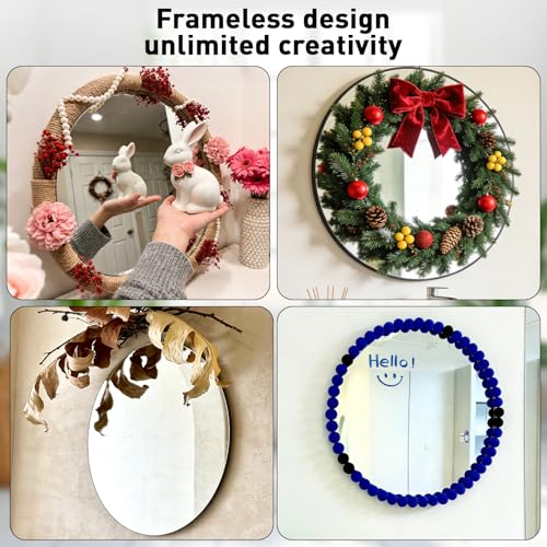 DRERIO 25 cm Selbstklebender Spiegel Rund, HD Rahmenloser Glas Spiegel, Klebespiegel für Wand & Tisch, ideal für Wohnzimmer, Schlafzimmer, Flur, DIY