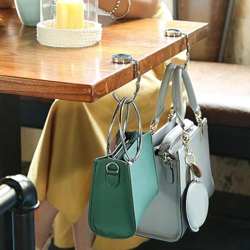 MSLSOZ Lot de 2 crochets de sac à main pliables en alliage de zinc pour voyage, shopping, organisation de la maison (bleu) – vue 2
