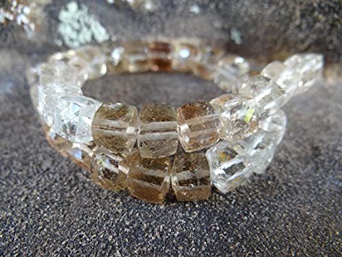 Imperial Topaze Az Faceted Side Drilled 3D Cubes Champagne 6.5-7mm LKBEADS