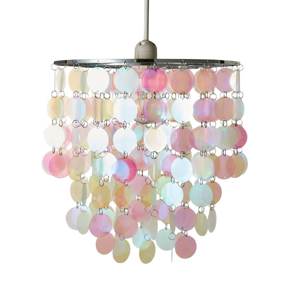 Litecraft Multi Coloured Glow Light Shade Easy Fit Iridescent Lampshade 30Cm