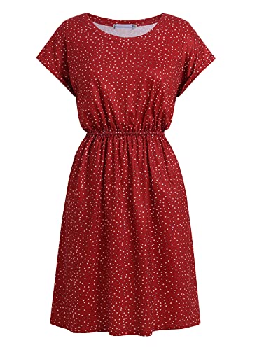 HELYO Women Casual T-Shirt Dress Short Sleeve Cotton Summer Soft Loose Swing Dresses with Pockets 8122