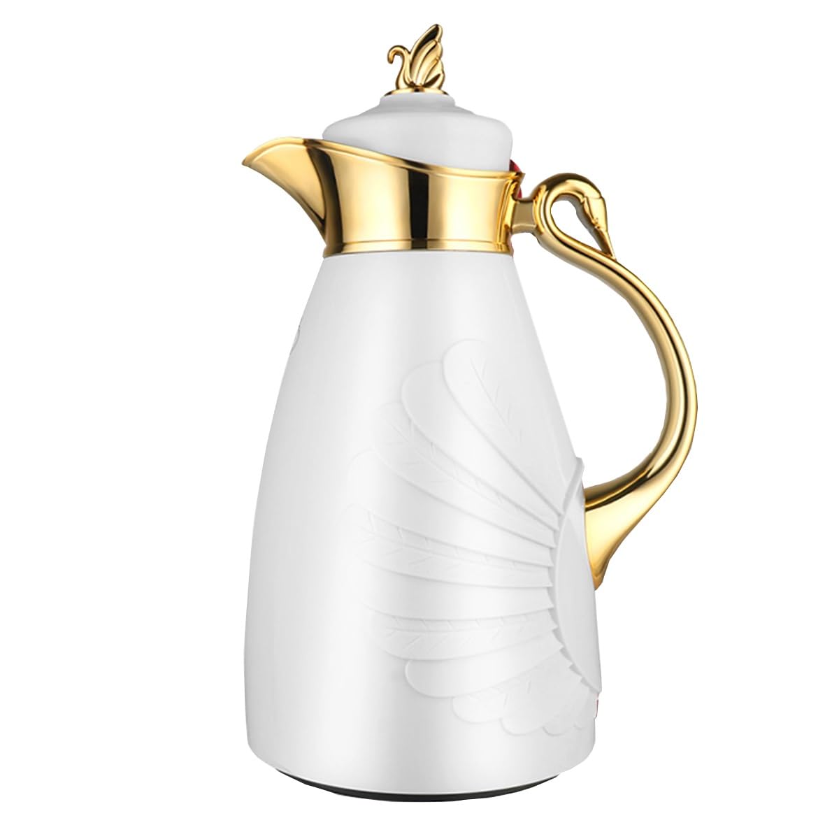 Izolowana karafka do kawy 1 l / 970 ml izolowana próżniowo termos termos karafki do kawy z wylewką szklana wkładka do herbaty kawy wody ze złotą pokrywką uchwyt w kształcie łabędzia