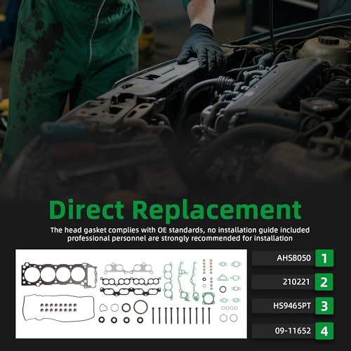 Image of Head Gasket with Bolts Set HBK957, 1994-1998 Fits for Toyota T100, 1995-2004 Fits for Tacoma, 1996-2000 Fits for 4Runner 2.4 /2.7L #OE AHS8050 210221 TO2.4HSE HS9465PT 09-11652(72pcs)